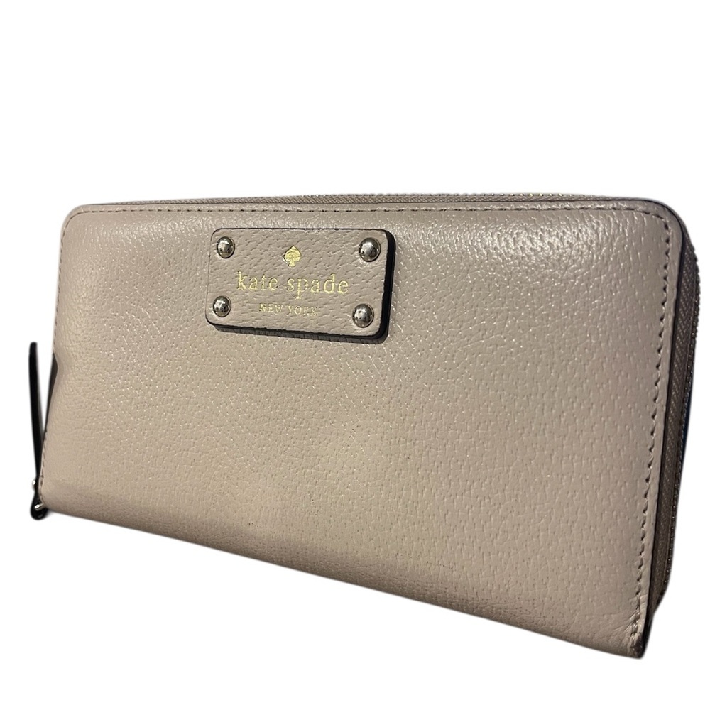 Kate Spade Neda Grove Street Pebbled Leather Zip-Around Continental Wallet Beige